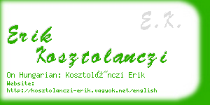 erik kosztolanczi business card